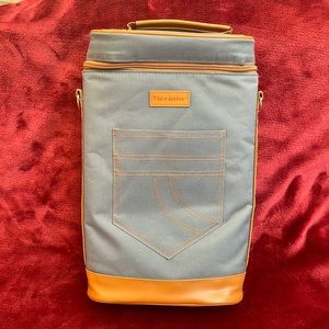 Wine Carrier Bag Gray Insulated 2- Bottle Cooler Protection Carrying Tote NEW